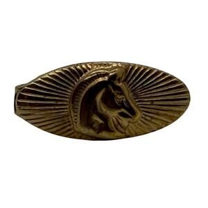 Vintage Collar Clip Cufflink Tie Stay Gold tone Horse Head Chess Knight